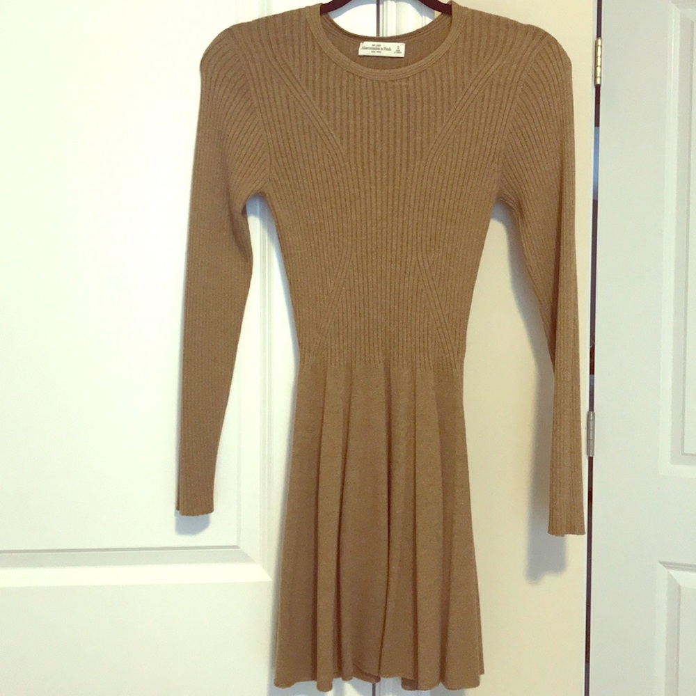 Tan/Brown Long Sleeve Sweater Dress